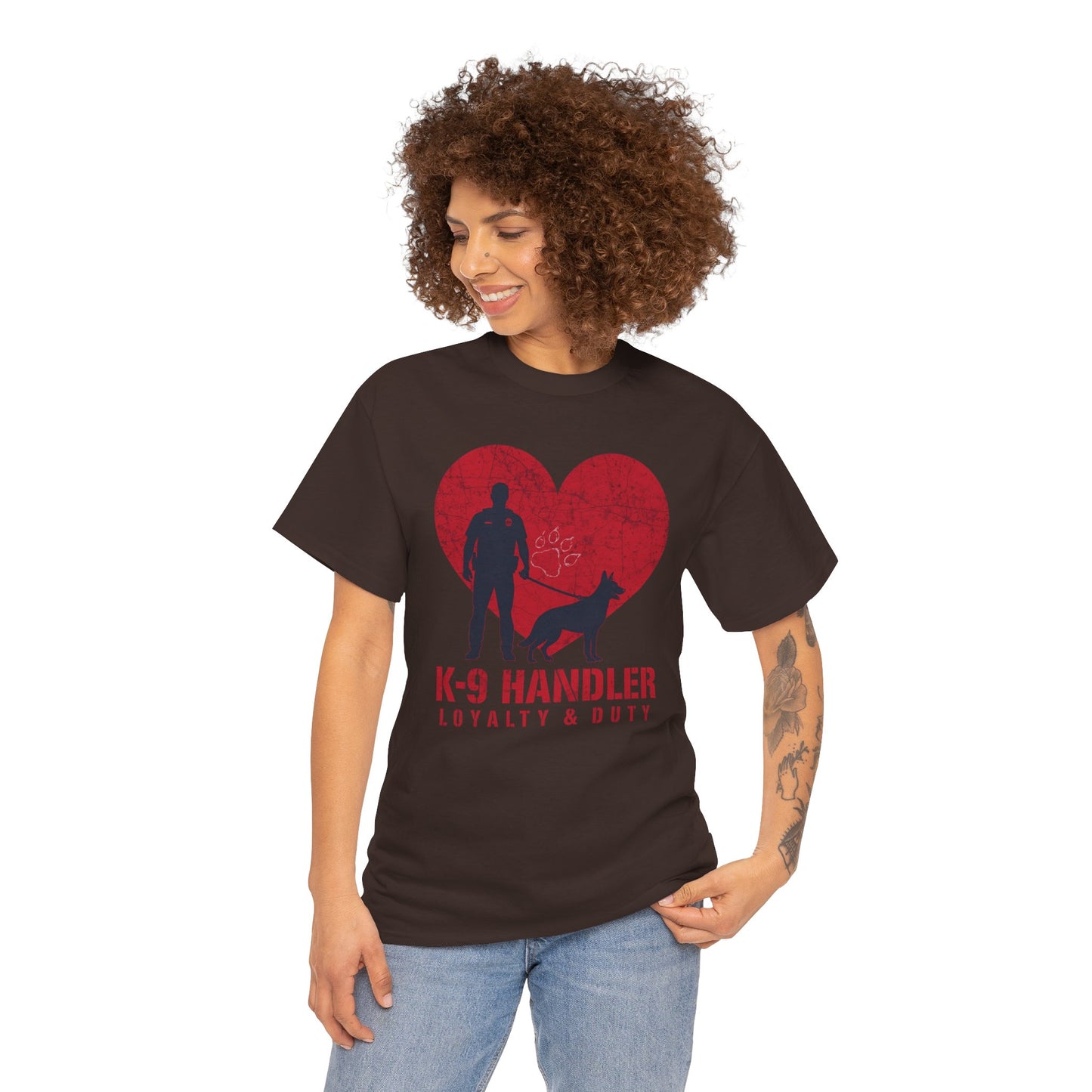 K-9 Handler Heavy Cotton Tee - Loyalty & Duty Shirt, Dog Lover Gift