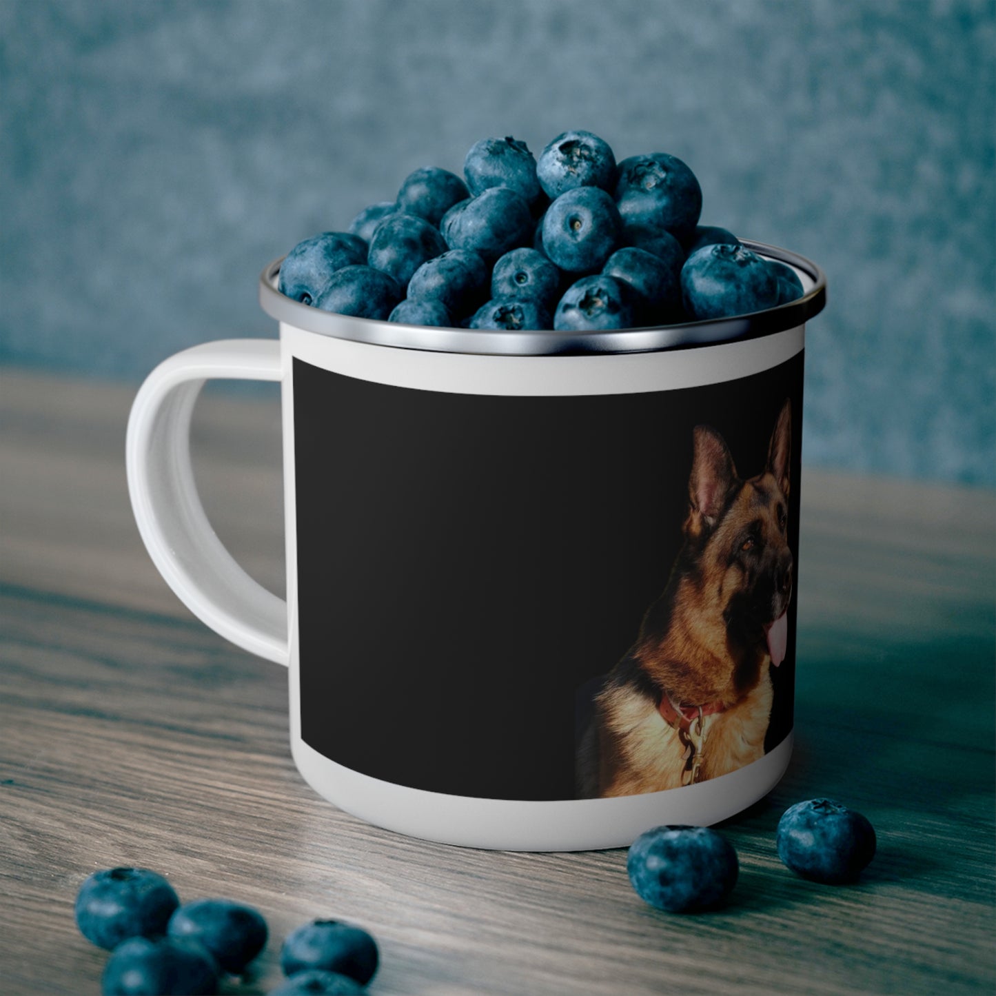 Enamel Camping Mug With a German Shepherd and Quote A Big Heart and Lots of Love
