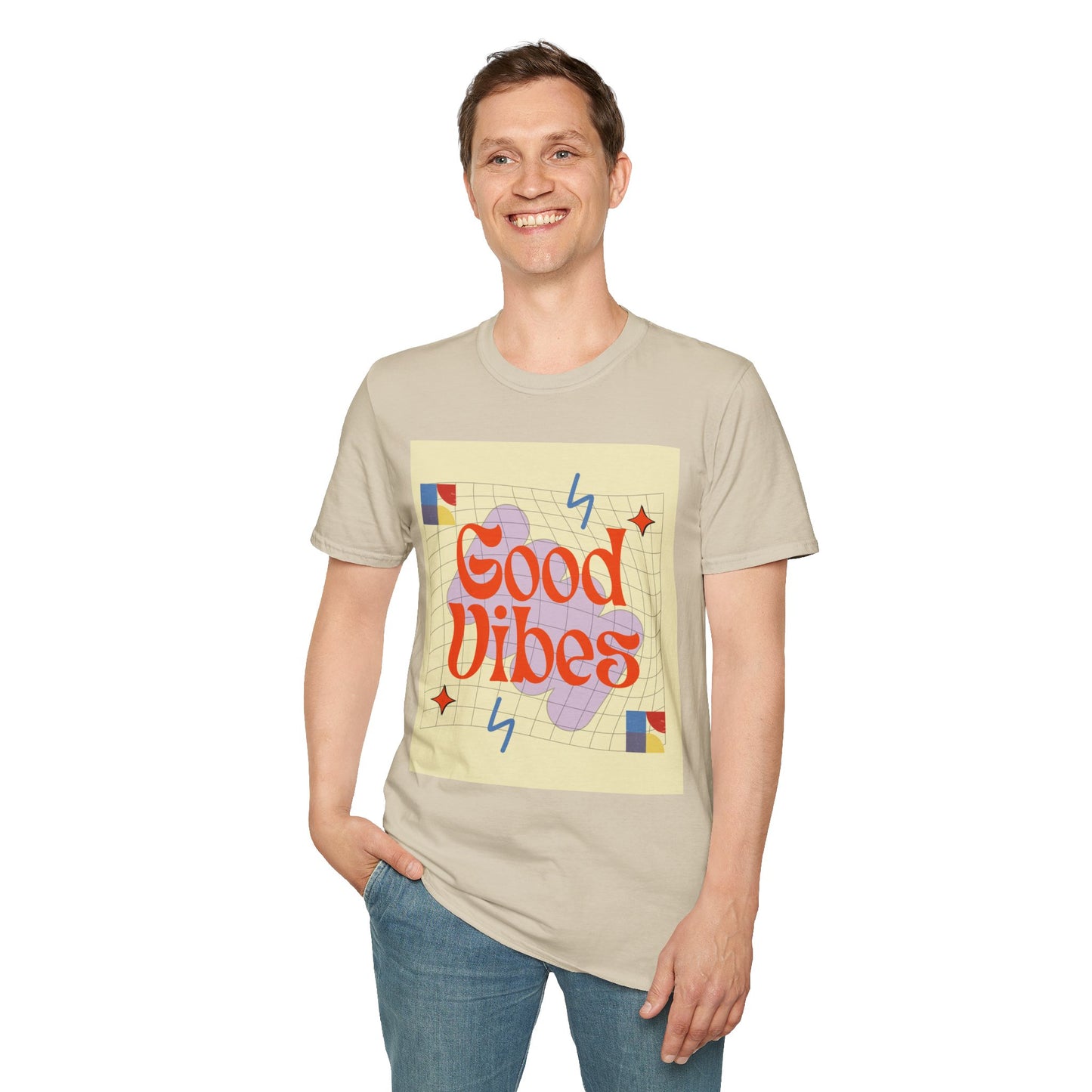 Good Vibes Unisex Softstyle T-Shirt, Relaxed Fit Tee, Casual Wear, Gift Idea, Positive Quotes, Everyday Comfort, Summer Fashion