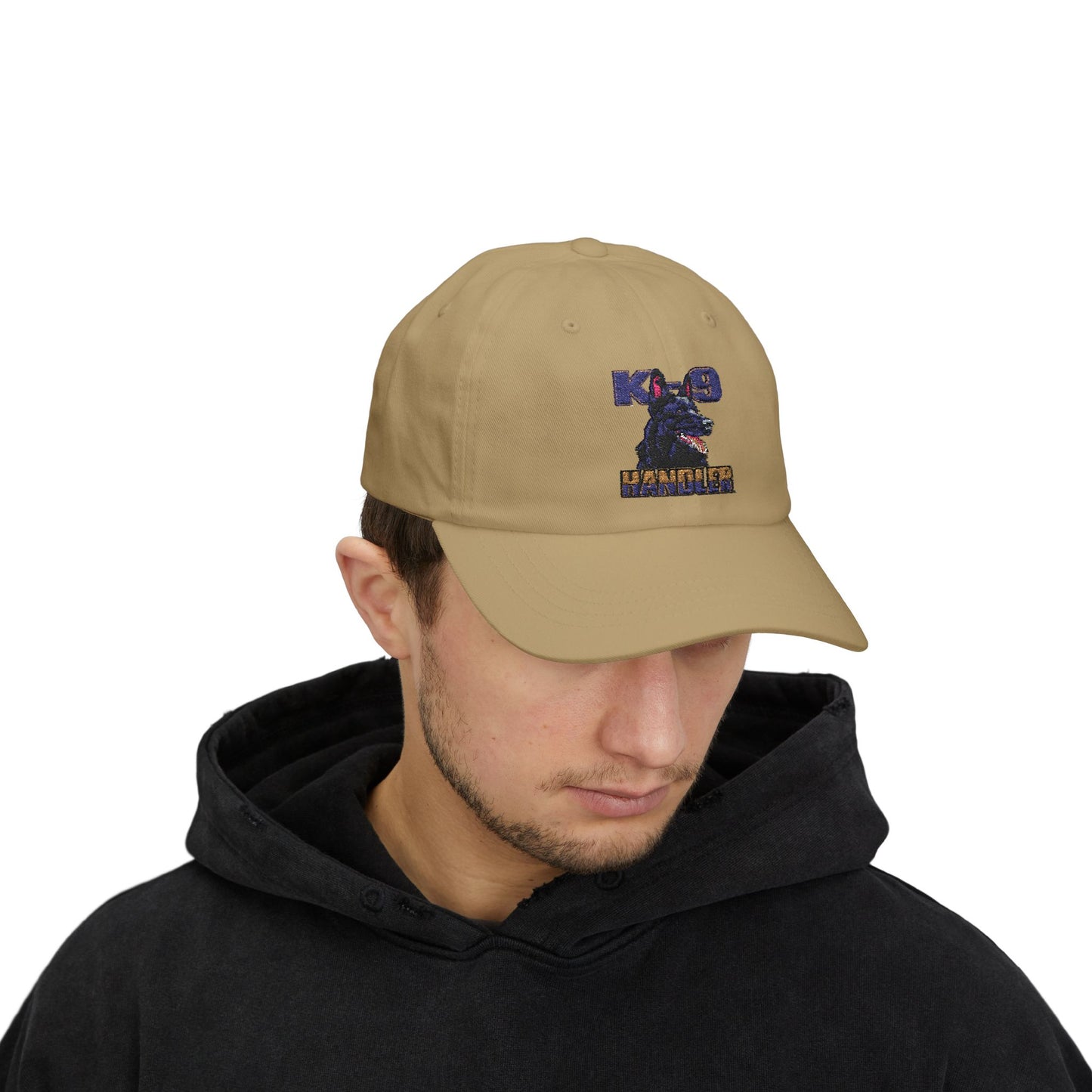 Embroidered K9 Handler Classic Dad Cap - Featuring a Black German Shepherd, Adjustable Cap for Pet Owners, Outdoor Hat