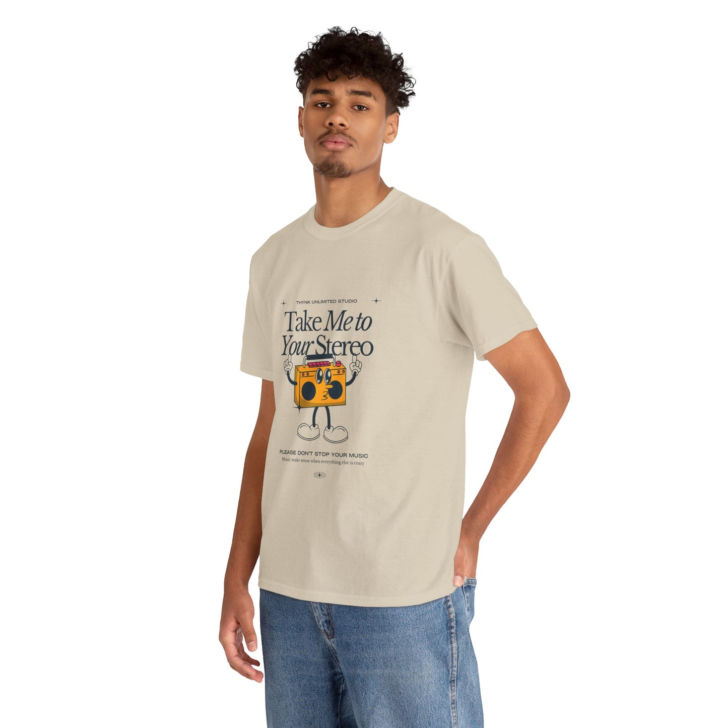 Retro Music Lover Tee - Take Me To Your Stereo, Vintage Style Shirt, Graphic T-Shirt, Unisex Cotton Top, Perfect Gift for Musicians, Summer Outfit