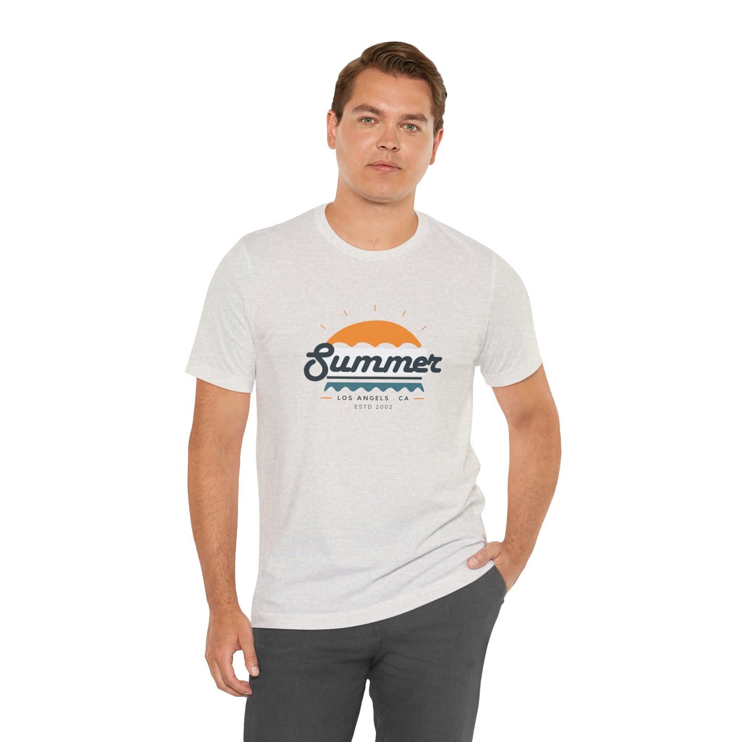 Summer Vibes Unisex Jersey Short Sleeve Tee, Beach Shirt, Casual Summer Wear, Gift for Friends, Coastal Adventure Top, LA Style Tee