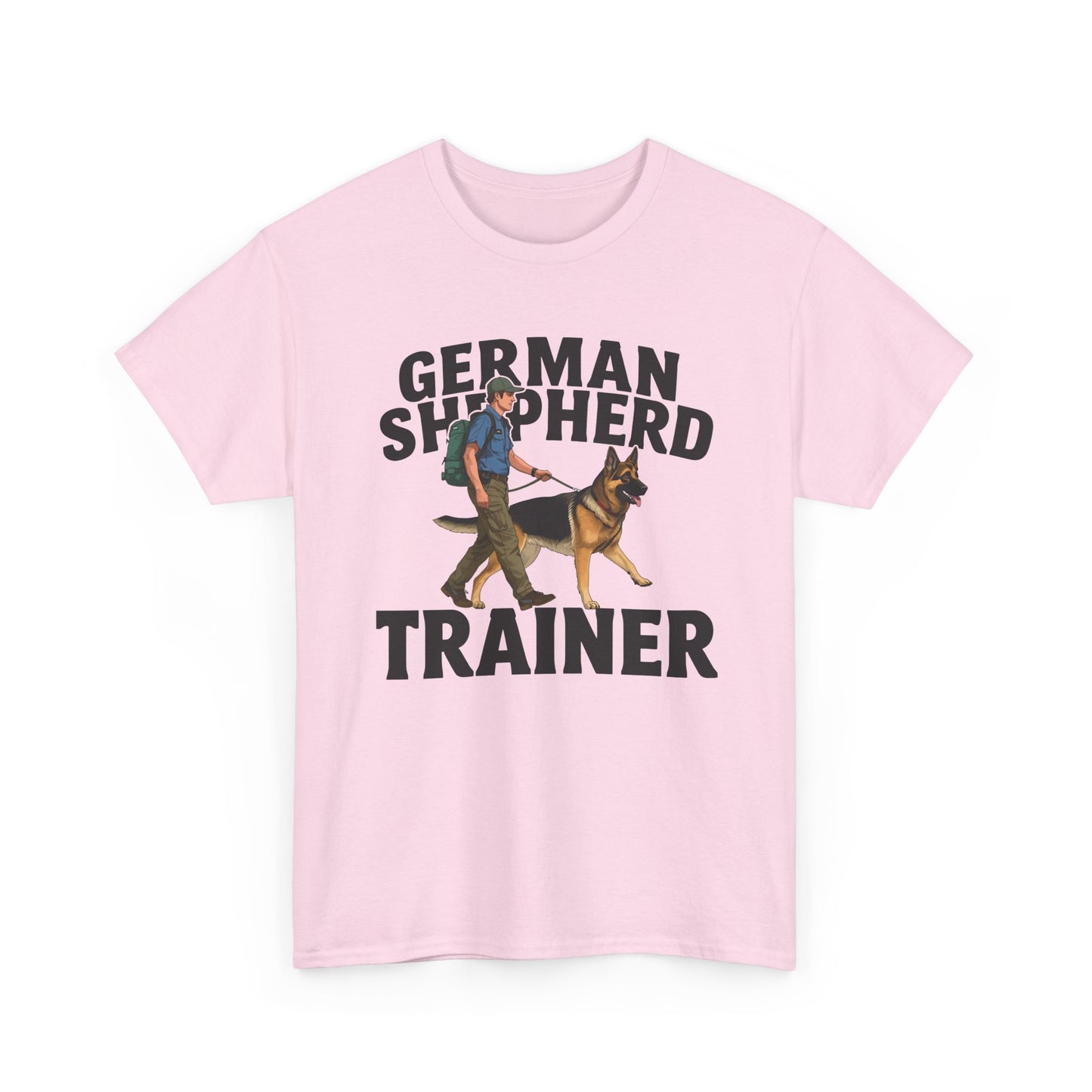 German Shepherd Trainer Tee - Man Holding a German Shepherd | Dog Lover Gift