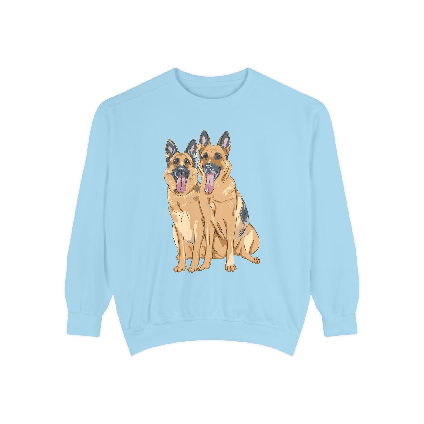 Unisex Dog Lover Sweatshirt With Graphic of Two German Shepherd Sloppily Sitting
