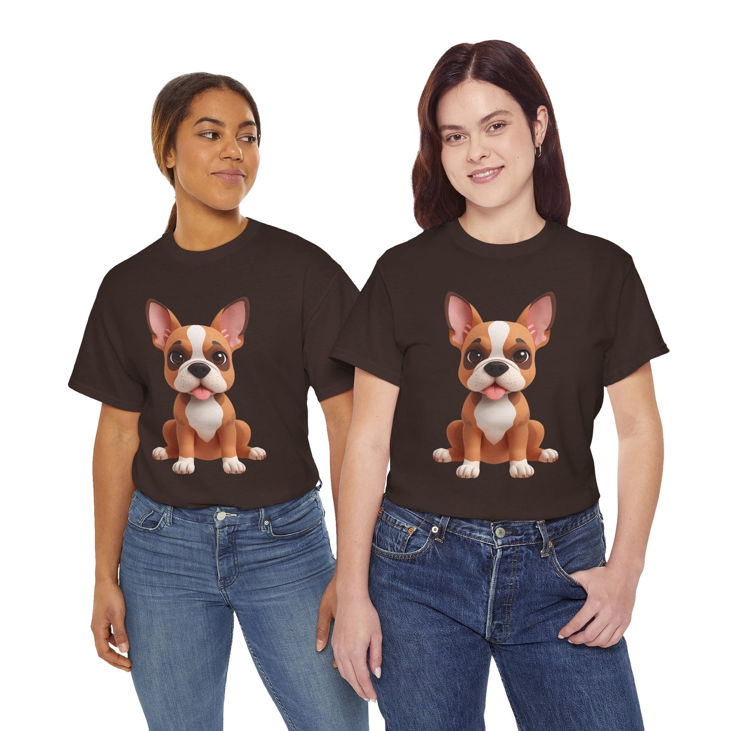 Cute 3D French Bulldog T-Shirt Unisex Heavy Cotton Tee, Dog Lover Gift