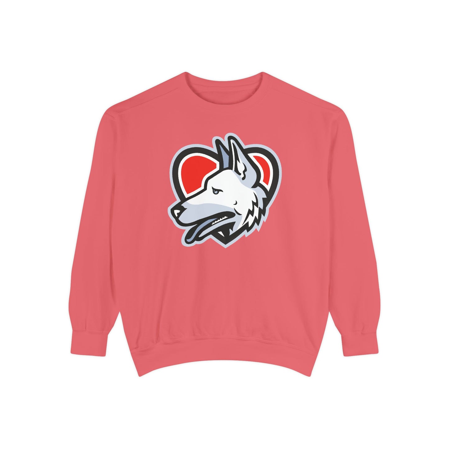Unisex Dog Lover Sweatshirt With a Close Up Graphic of German Shepherd Placed Inside Red Heart