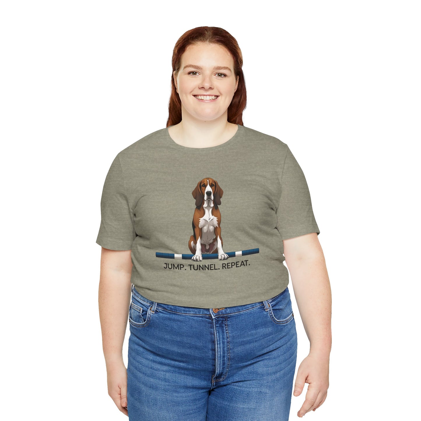 Dog Agility Tee, Fun Pet Lover Shirt, Jump Tunnel Repeat T-Shirt, Dog Enthusiast Apparel, Gift for Dog Owners