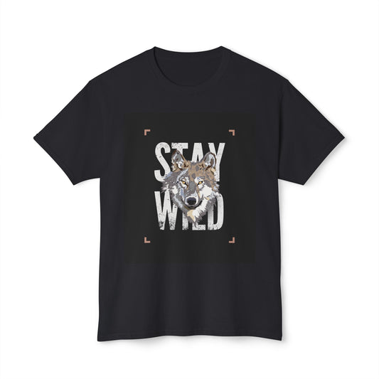 Wild Spirit Cotton T-shirt - Stay Wild Wolf T-Shirt, Nature Lover Gift, Eco-Friendly Fashion, Animal Enthusiast Tee, Adventure Wear