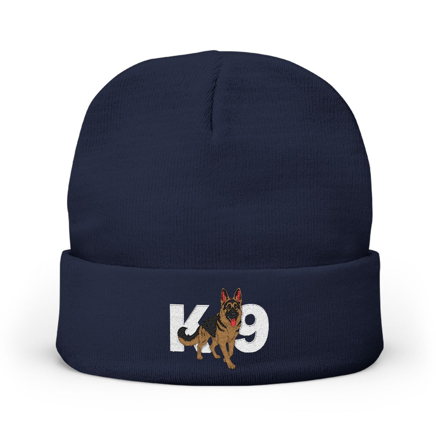 K9 Embroidered Knit Beanie Featuring a German Shepherd Design | Cozy Pet Lover Hat