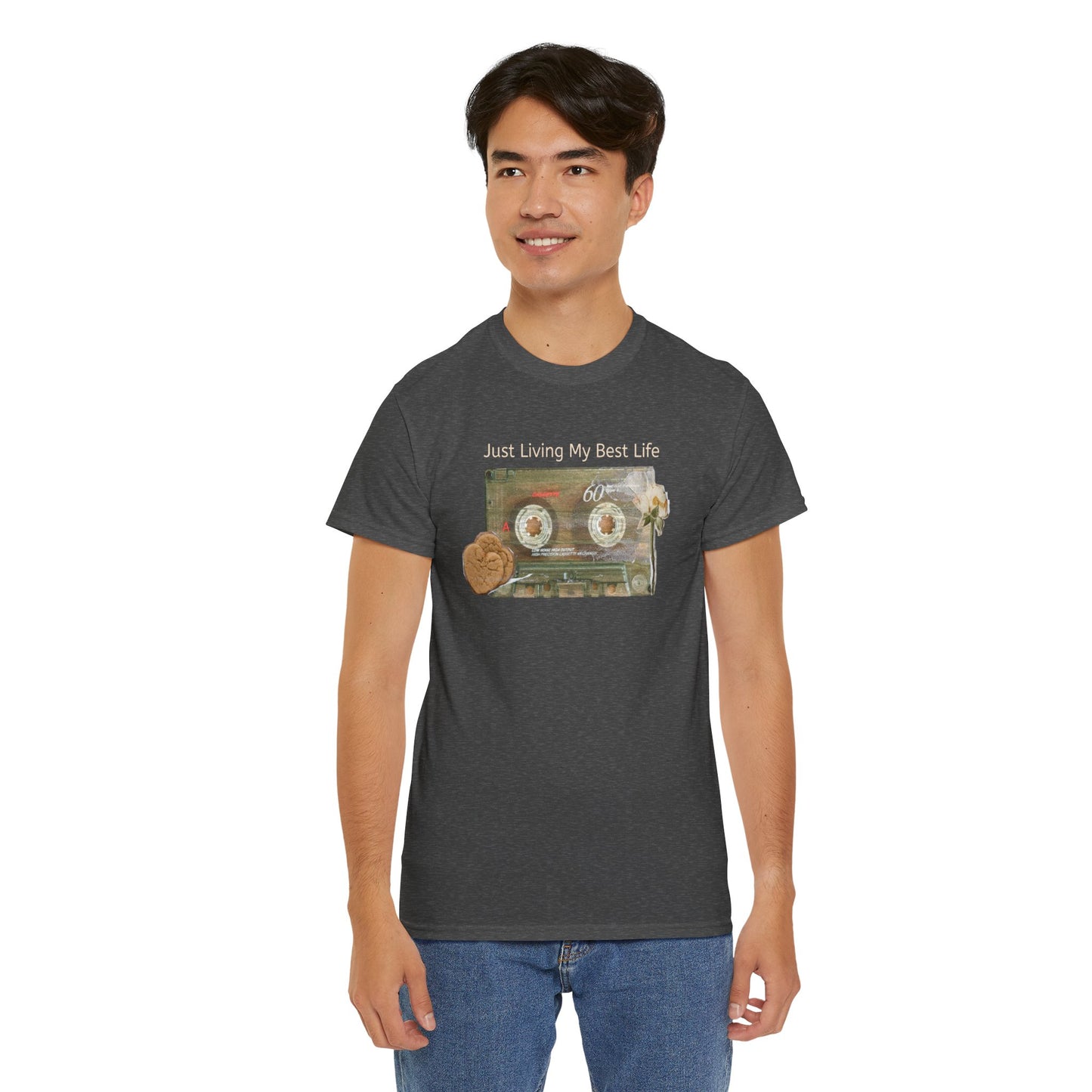 Just Living My Best Life Tee, Vintage Cassette T-Shirt, Casual Wear, Gift for Friends, Music Lover's Apparel