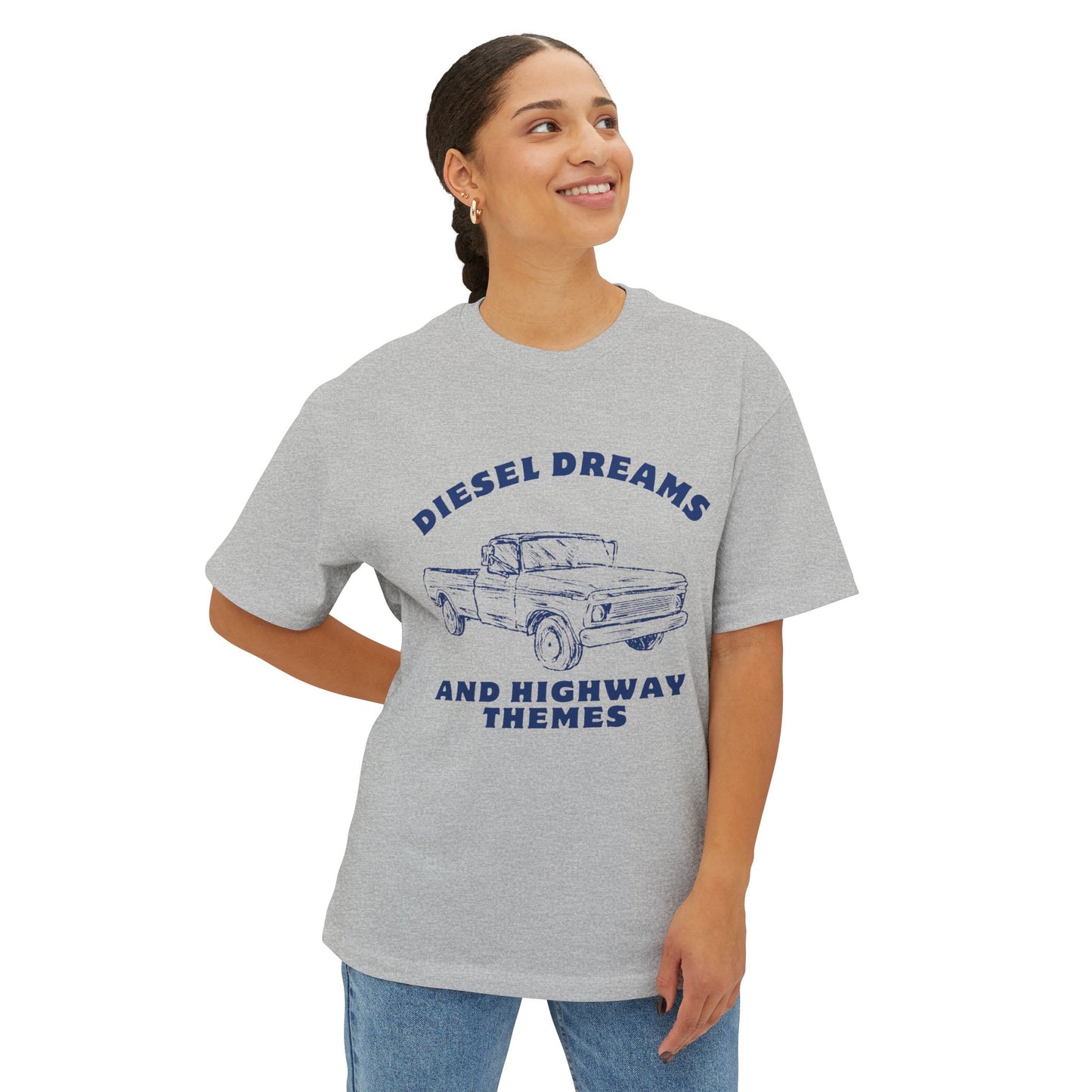 Diesel Dreams Boxy Tee - Unisex Oversized Graphic Shirt for Truck Lovers, Casual Wear, Gift for Him/Her, Summer Comfort, Road Trip Apparel