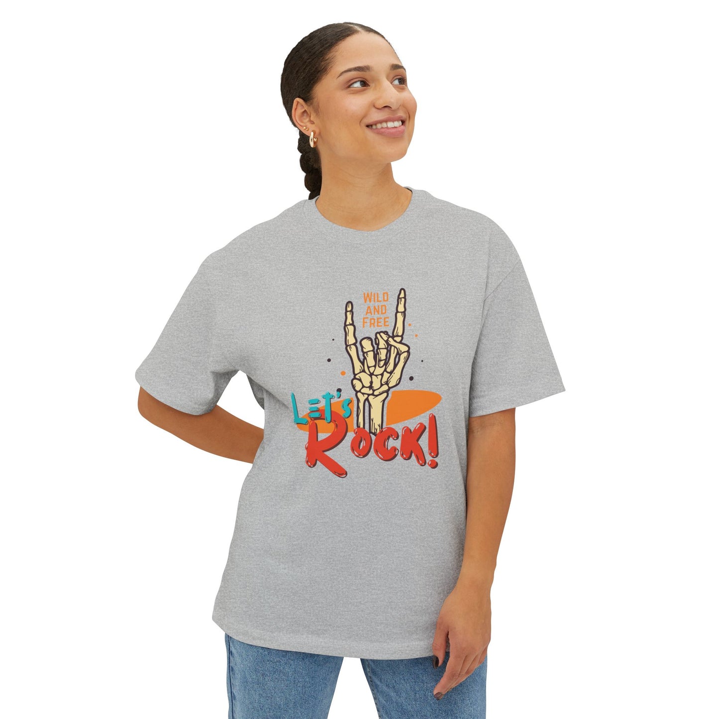 Let's Rock Unisex Oversized Tee - Wild & Free Graphic Shirt, Casual Tee, Music Lover Gift, Festival Wear, Summer Style