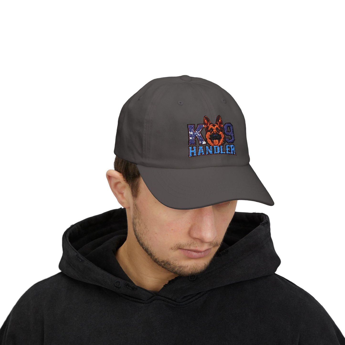 K9 Handler Classic Embroidered Dad Cap Featuring German Shepherd – Perfect Gift for Dog Lovers, Adjustable Hat for Outdoor Adventures