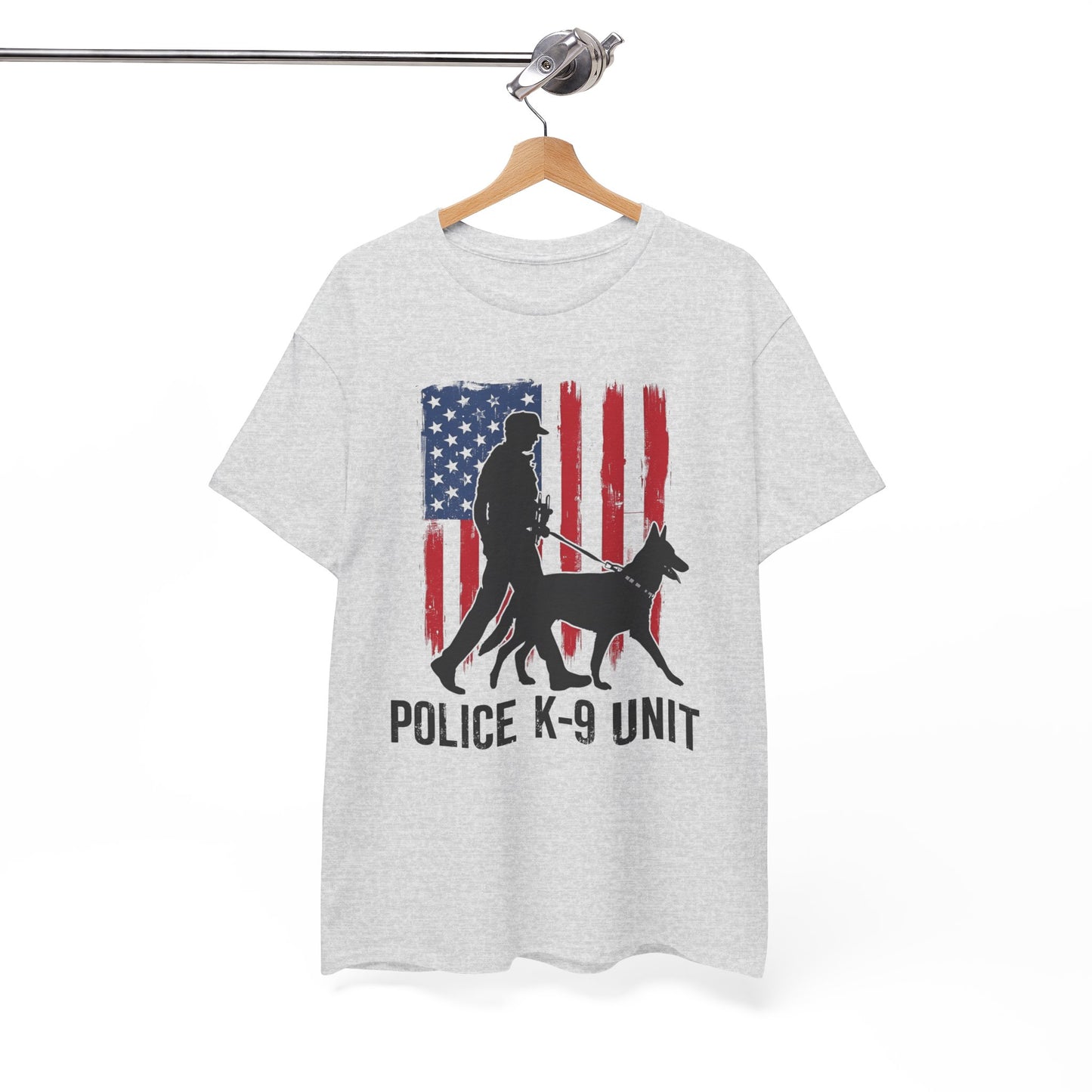 Patriotic Police K-9 Unit Heavy Cotton Tee, Unisex Cotton Shirt for Dog Lovers, Law Enforcement Apparel, Gifts for Police Officers