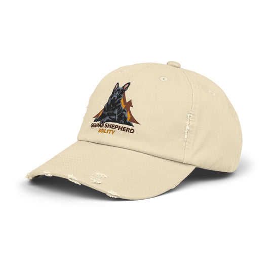 German Shepherd Agility Distressed Cap, Vintage Dog Hat, Pet Lover Gift, Adjustable Baseball Cap, Casual Outdoor Apparel