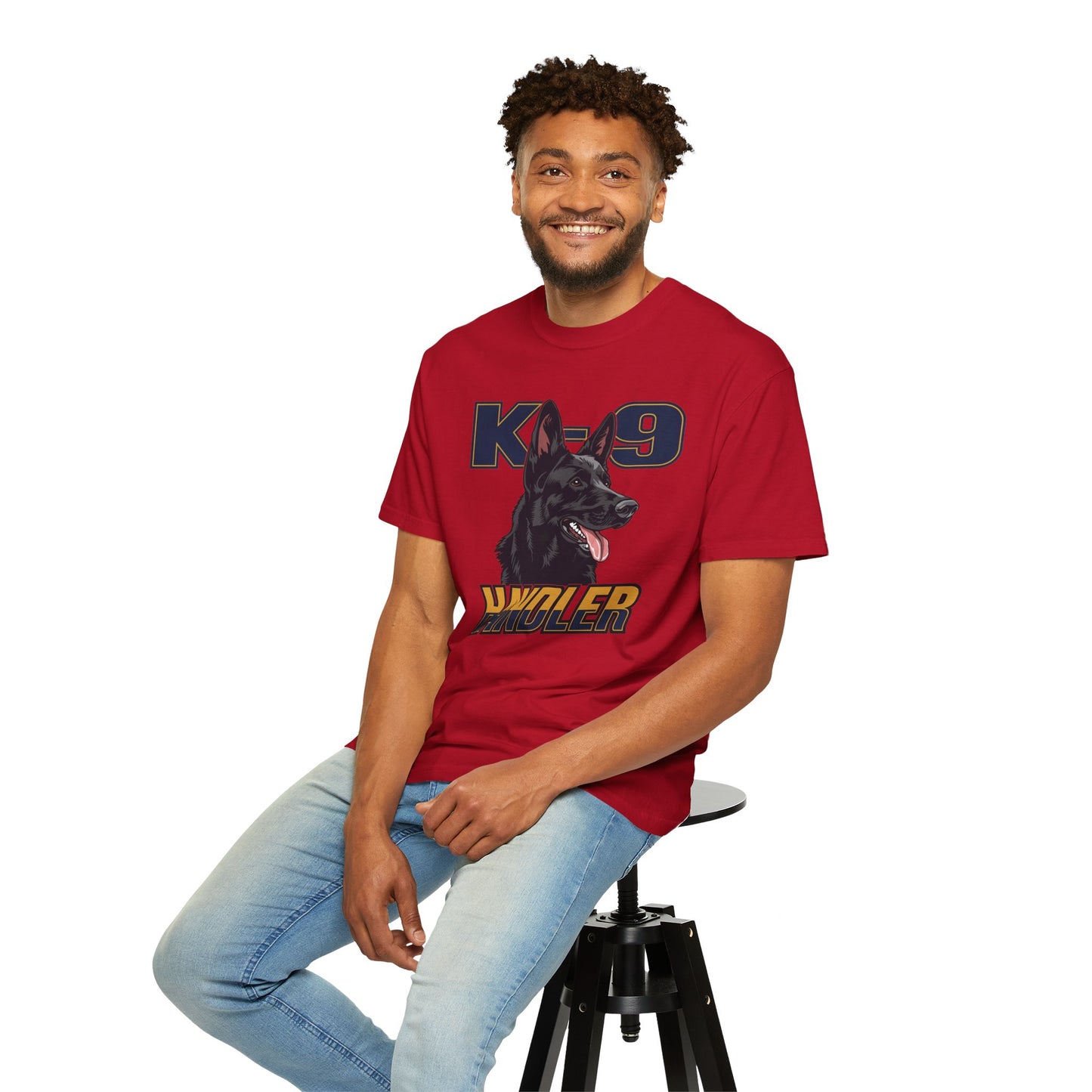 Black German Shepherd K-9 Handler T-Shirt, Garment-Dyed Unisex Tee for Dog Lovers