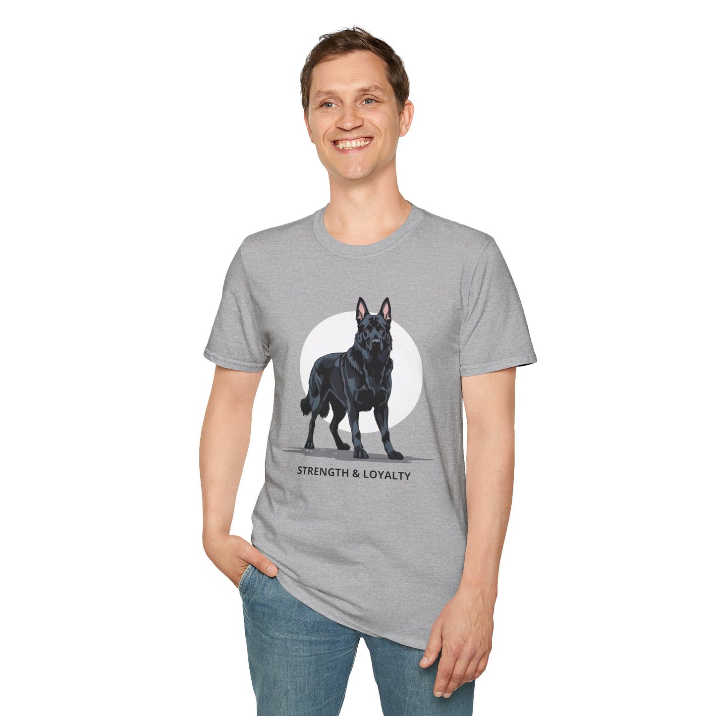Strength & Loyalty German Shepherd Dog T-Shirt, Unisex Pet Lover Tee, Gifts for Dog Owners, Animal Lovers Apparel, Casual Everyday Wear, Black Dog Shirt