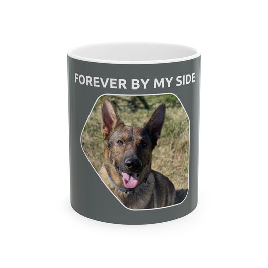 Ceramic Dog Lover Mug With a Sable German Shepherd and Caption Forever By My Side