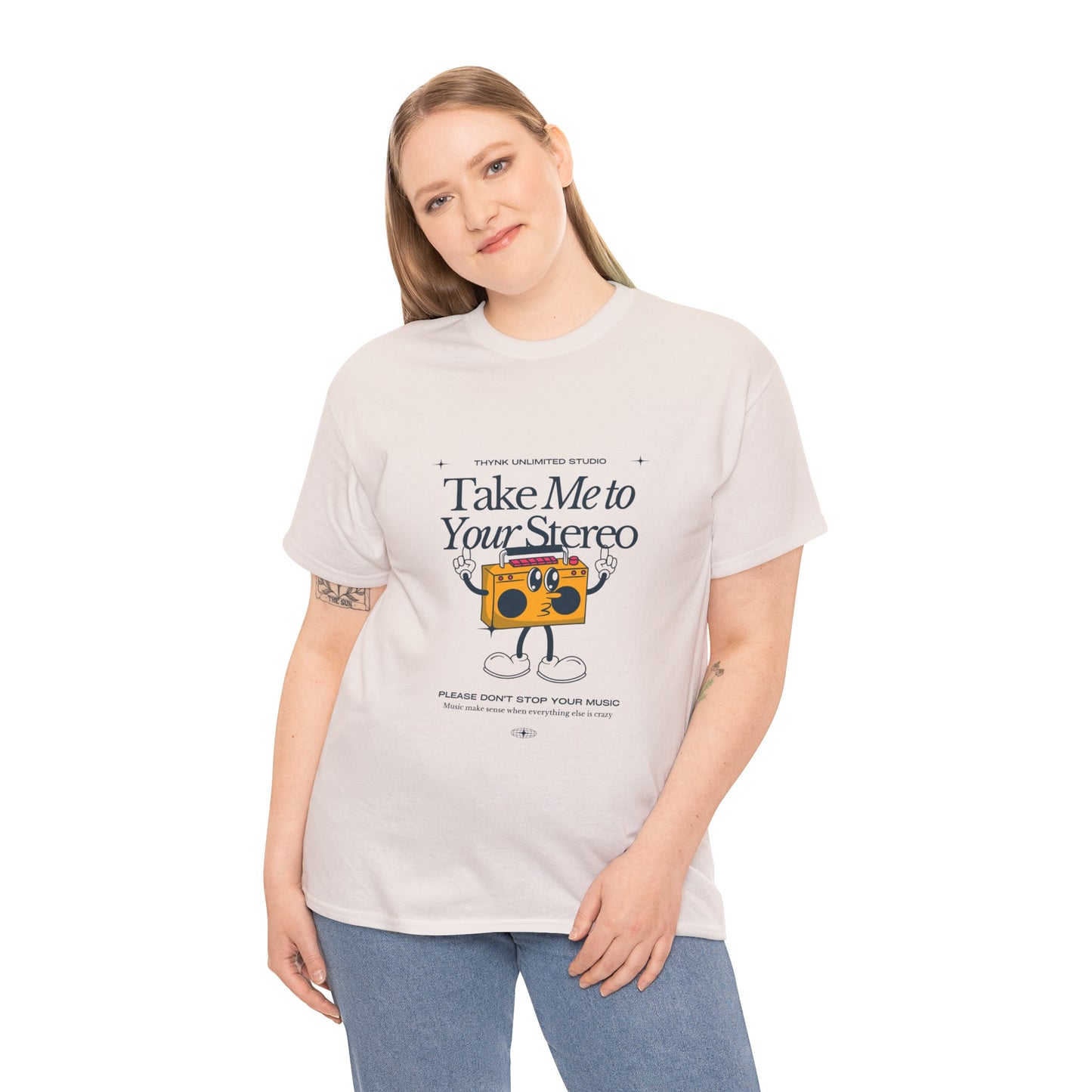 Retro Music Lover Tee - Take Me To Your Stereo, Vintage Style Shirt, Graphic T-Shirt, Unisex Cotton Top, Perfect Gift for Musicians, Summer Outfit