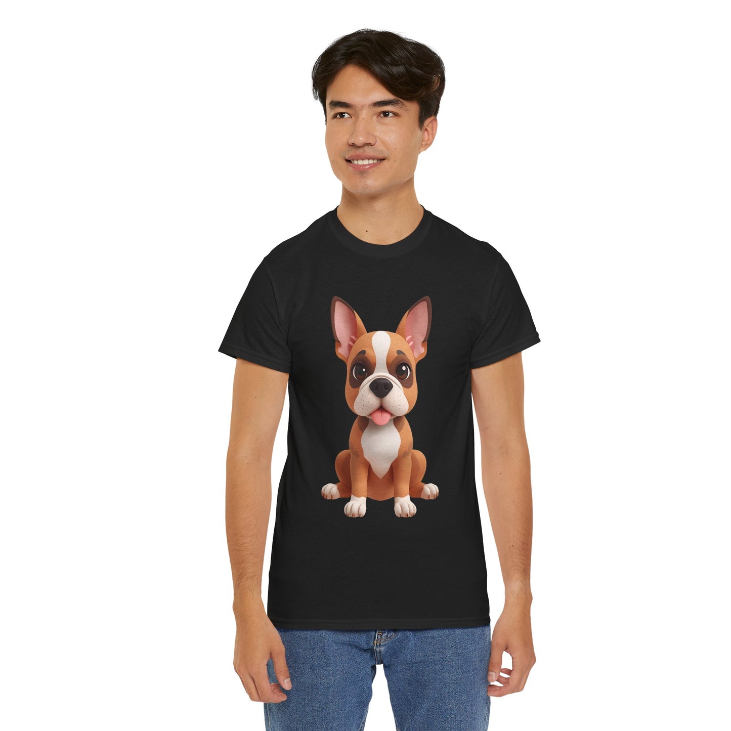 Cute 3D French Bulldog T-Shirt Unisex Heavy Cotton Tee, Dog Lover Gift
