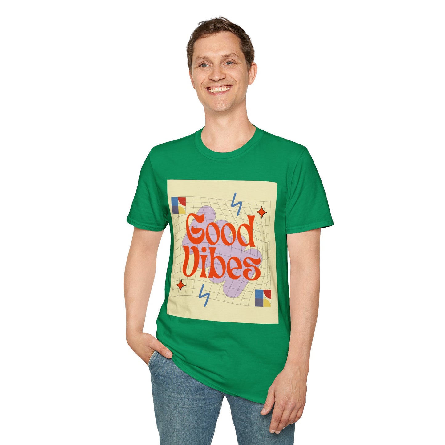 Good Vibes Unisex Softstyle T-Shirt, Relaxed Fit Tee, Casual Wear, Gift Idea, Positive Quotes, Everyday Comfort, Summer Fashion