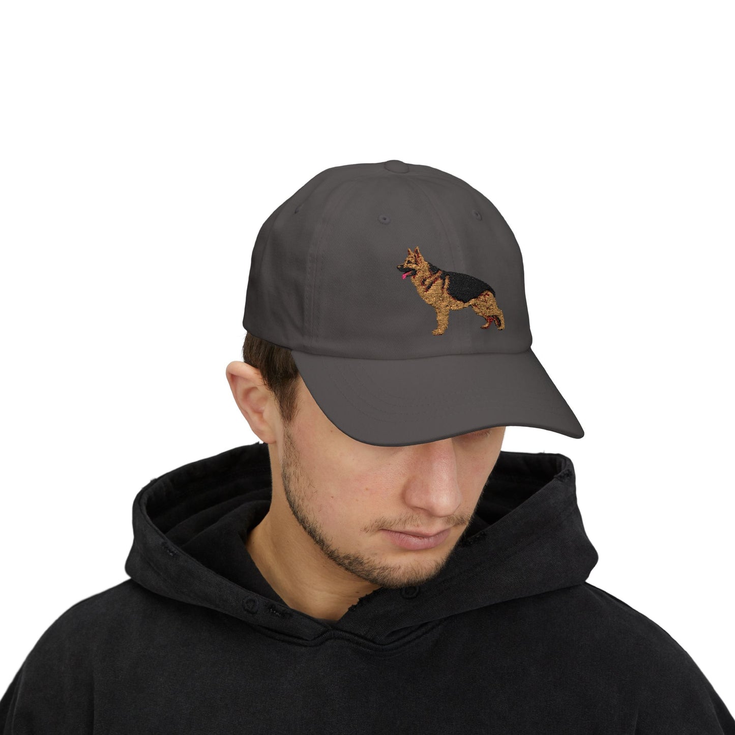 Embroidered Dog Dad Cap - German Shepherd Standing in a Show Stance