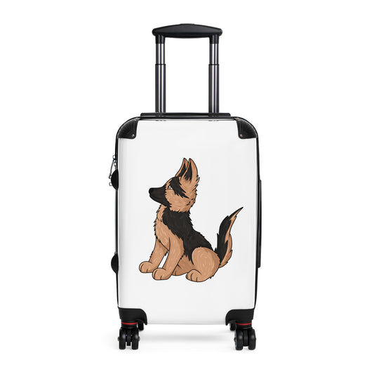 Personalized Dog Lover Suitcase - Featuring Cute German Shepherd Puppy Looking Upward
