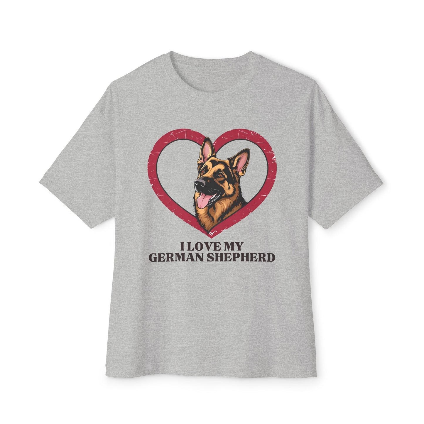 I Love My German Shepherd Unisex Oversized Boxy Tee, Dog Lover Shirt, Pet Owner Gift, Casual Wear, Animal Lover Gift, Birthday Gift