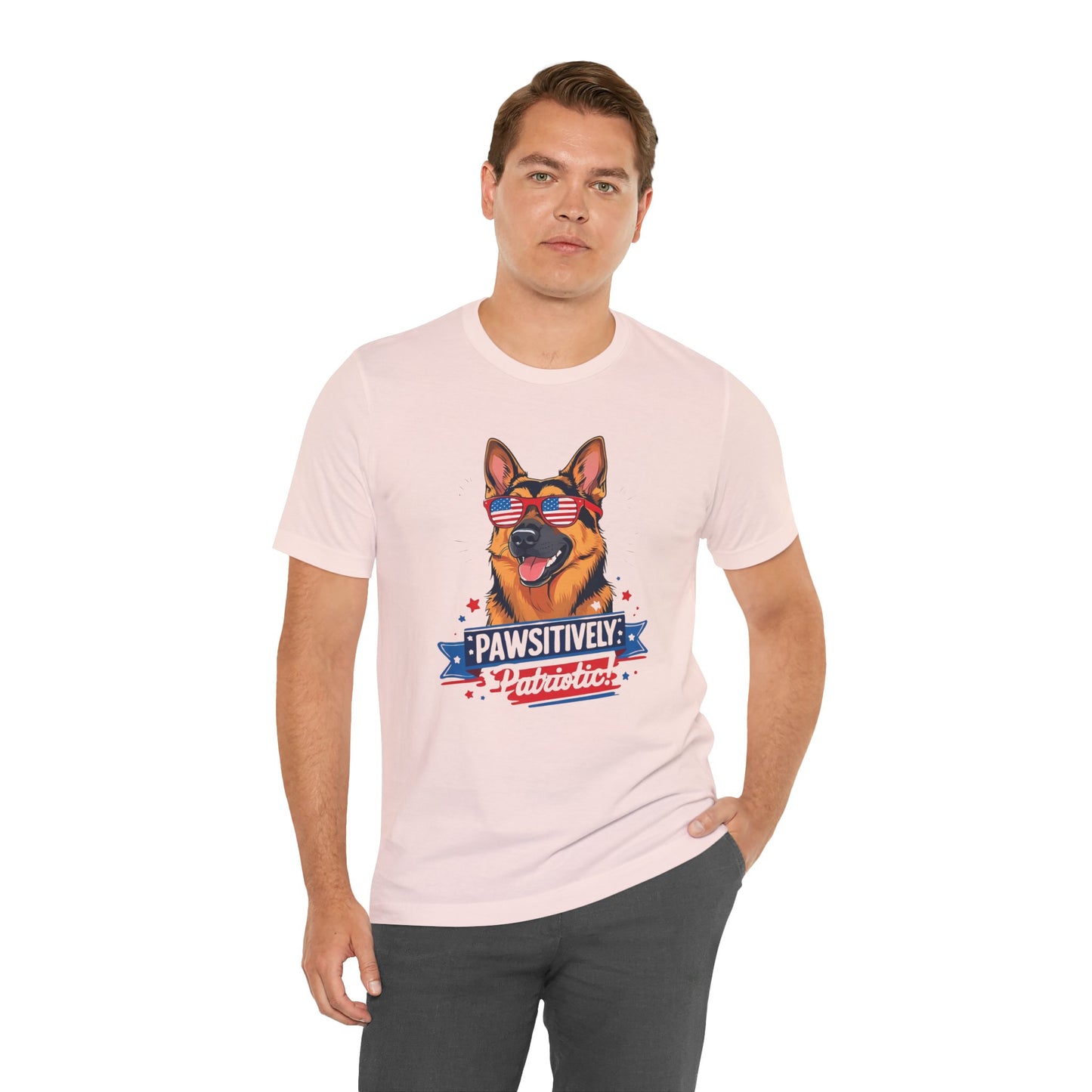 Pawsitively Patriotic German Shepherd Dog Tee, Unisex T-Shirt, Perfect for Summer Celebrations, Pet Lovers Gift, 4th of July Apparel