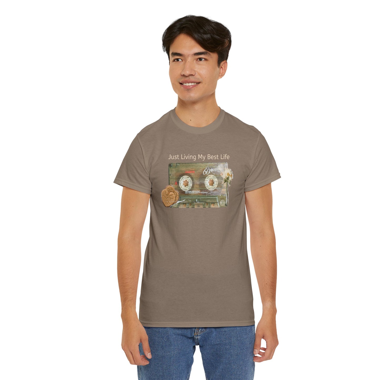 Just Living My Best Life Tee, Vintage Cassette T-Shirt, Casual Wear, Gift for Friends, Music Lover's Apparel