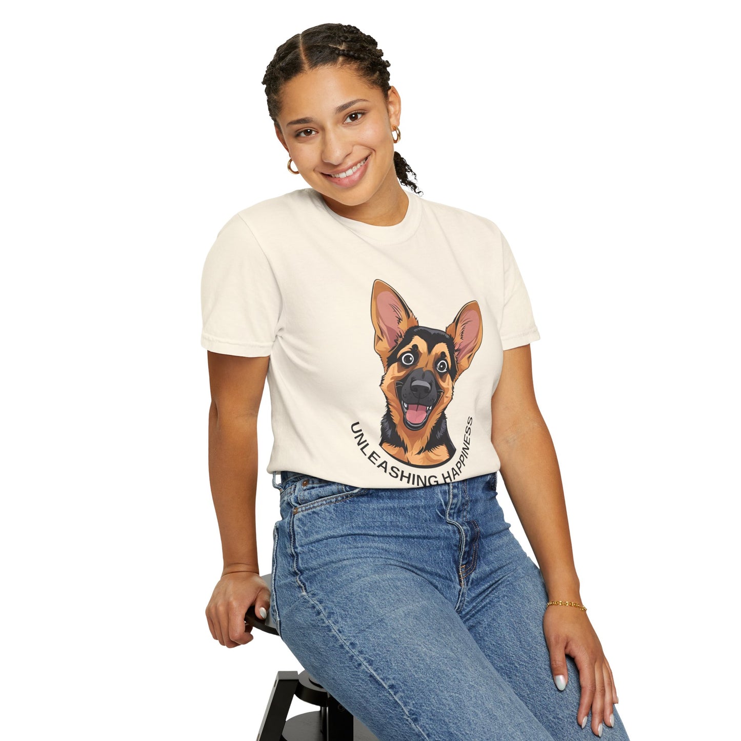 Happy Dog Graphic Tee, Unisex German Shepherd Puppy T-Shirt - Unleashing Happiness, Pet Lover Gift, Animal Lovers Apparel, Unique Dog Lover Shirt