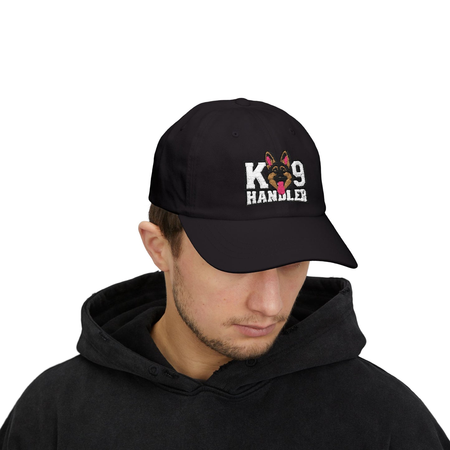K9 Handler Classic Embroidered Dad Cap Featuring German Shepherd – Perfect Gift for Dog Lovers, Adjustable Hat for Outdoor Adventures