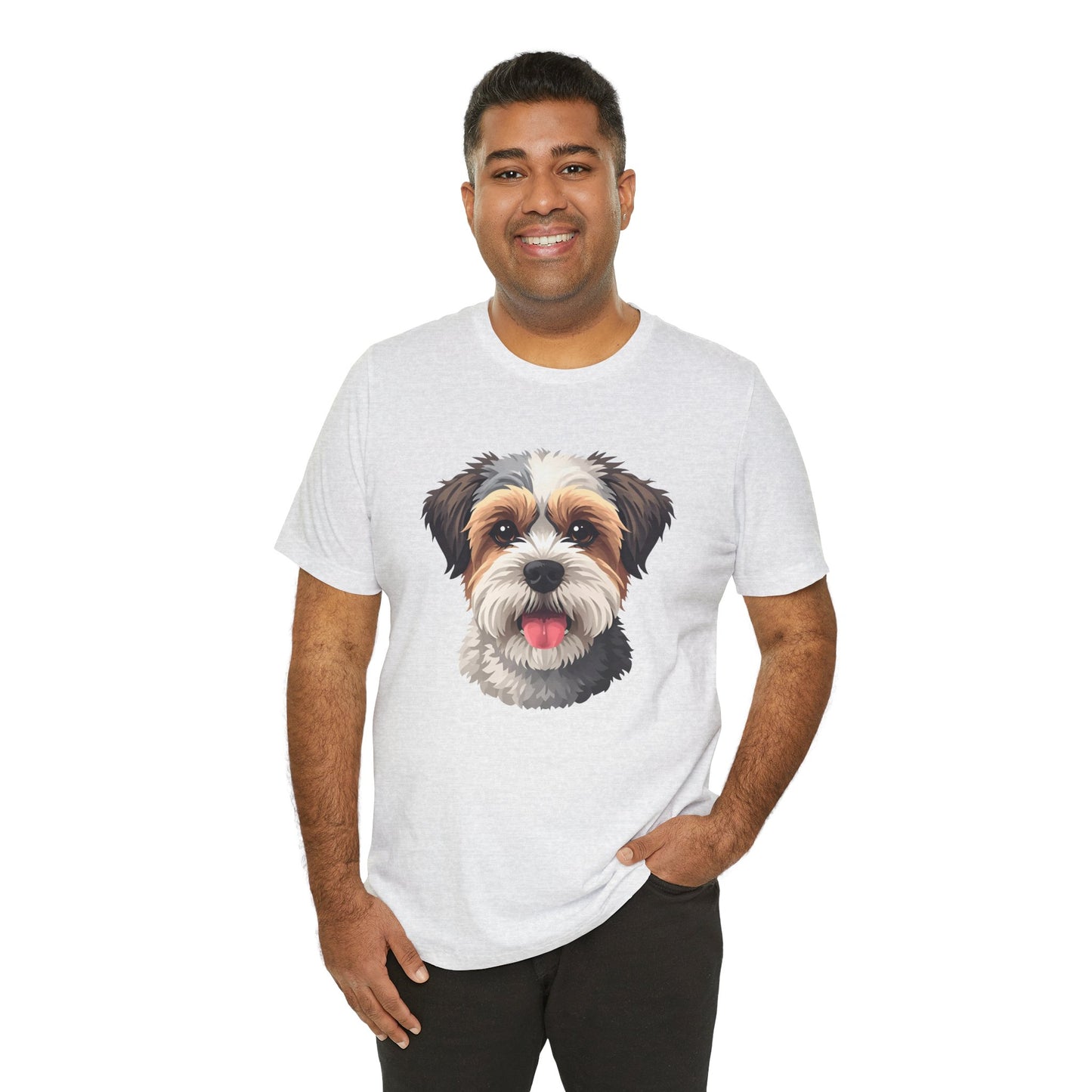 Unisex Dog Lover T-Shirt Featuring a 3D Design of Cute Fluffy Bichon Frise Mix | Gift for Dog Owners