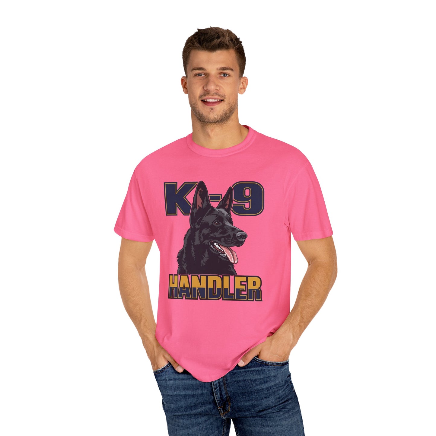 Black German Shepherd K-9 Handler T-Shirt, Garment-Dyed Unisex Tee for Dog Lovers