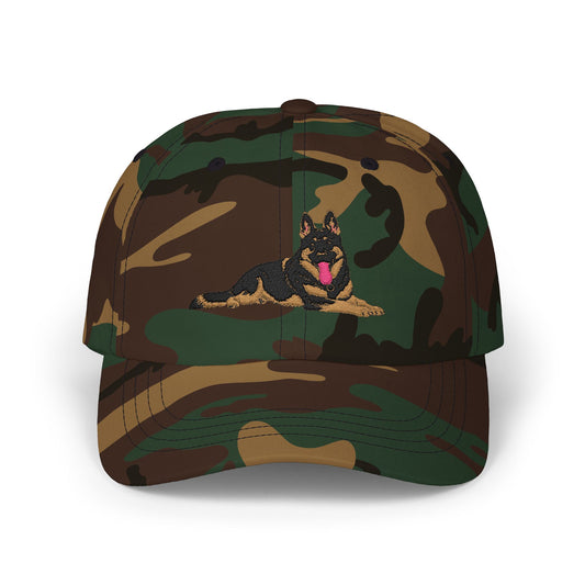 Classic Dad Cap Featuring a Giant Old Fashioned Working Line German Shepherd Embroidered Design