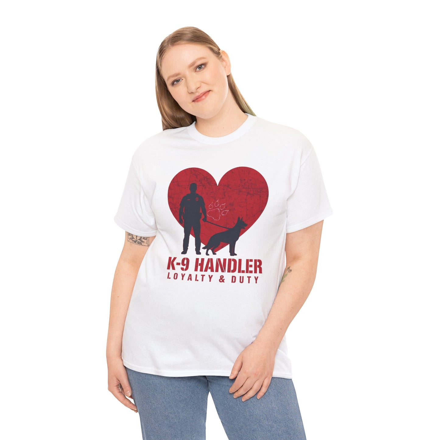 K-9 Handler Heavy Cotton Tee - Loyalty & Duty Shirt, Dog Lover Gift