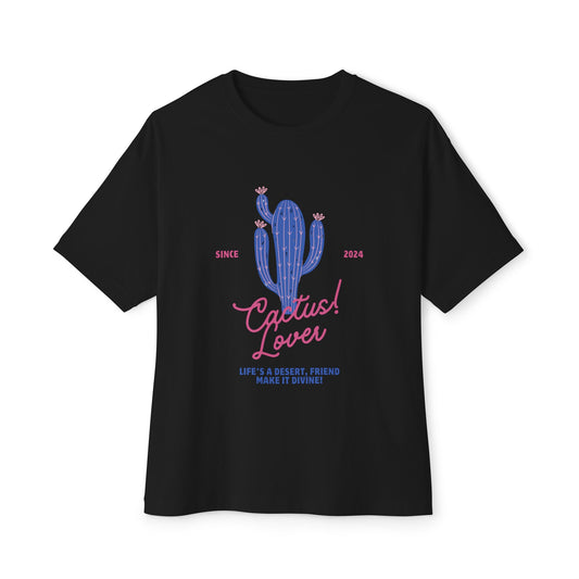 Cactus Lover Boxy Tee - Ideal for Plant Enthusiasts, Casual Wear, Gift for Friends, Summer Fashion, Nature Lovers