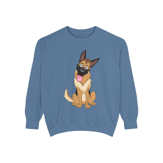 Funny Dog Cartoon Sweatshirt for Pet Lovers - Unisex Garment-Dyed Apparel