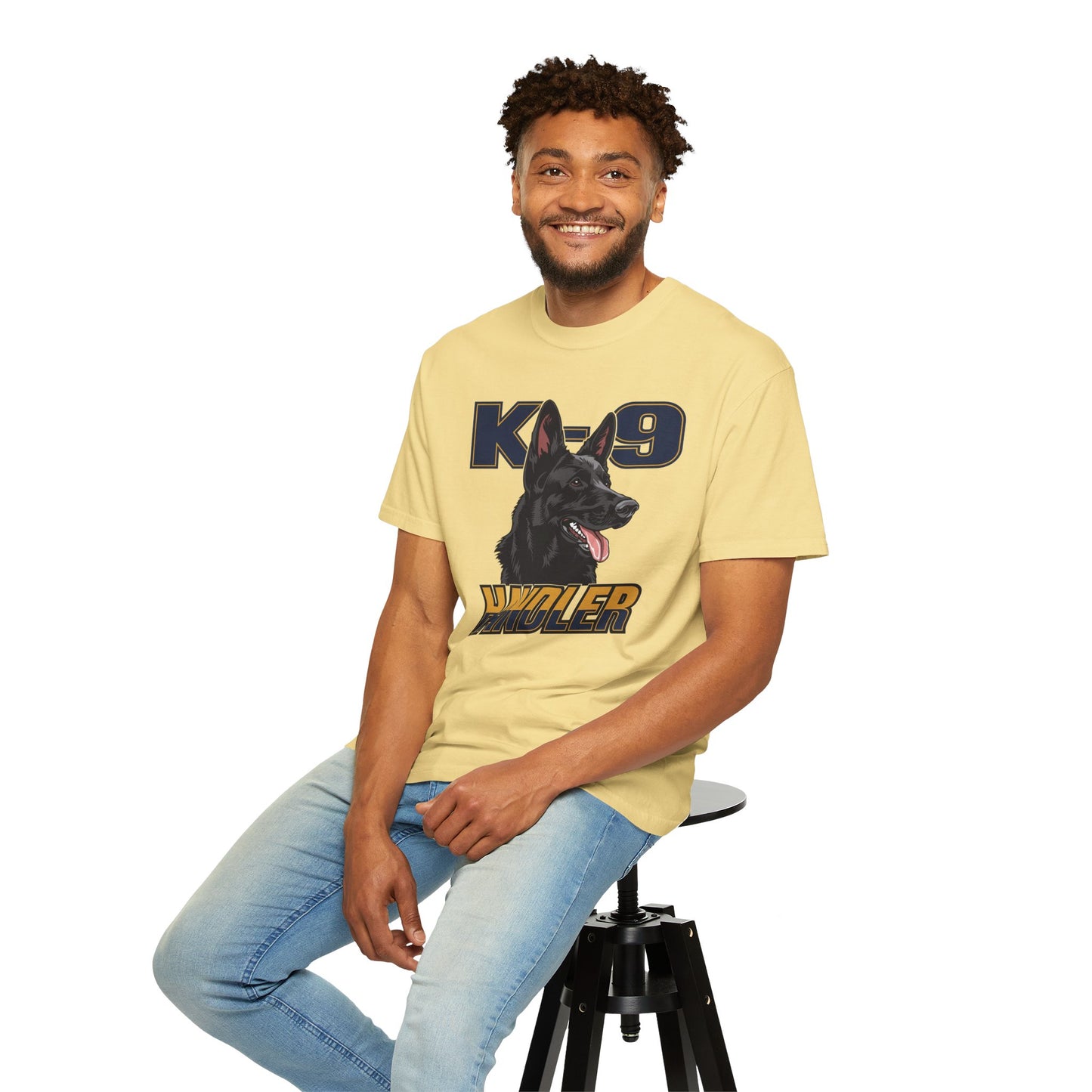 Black German Shepherd K-9 Handler T-Shirt, Garment-Dyed Unisex Tee for Dog Lovers