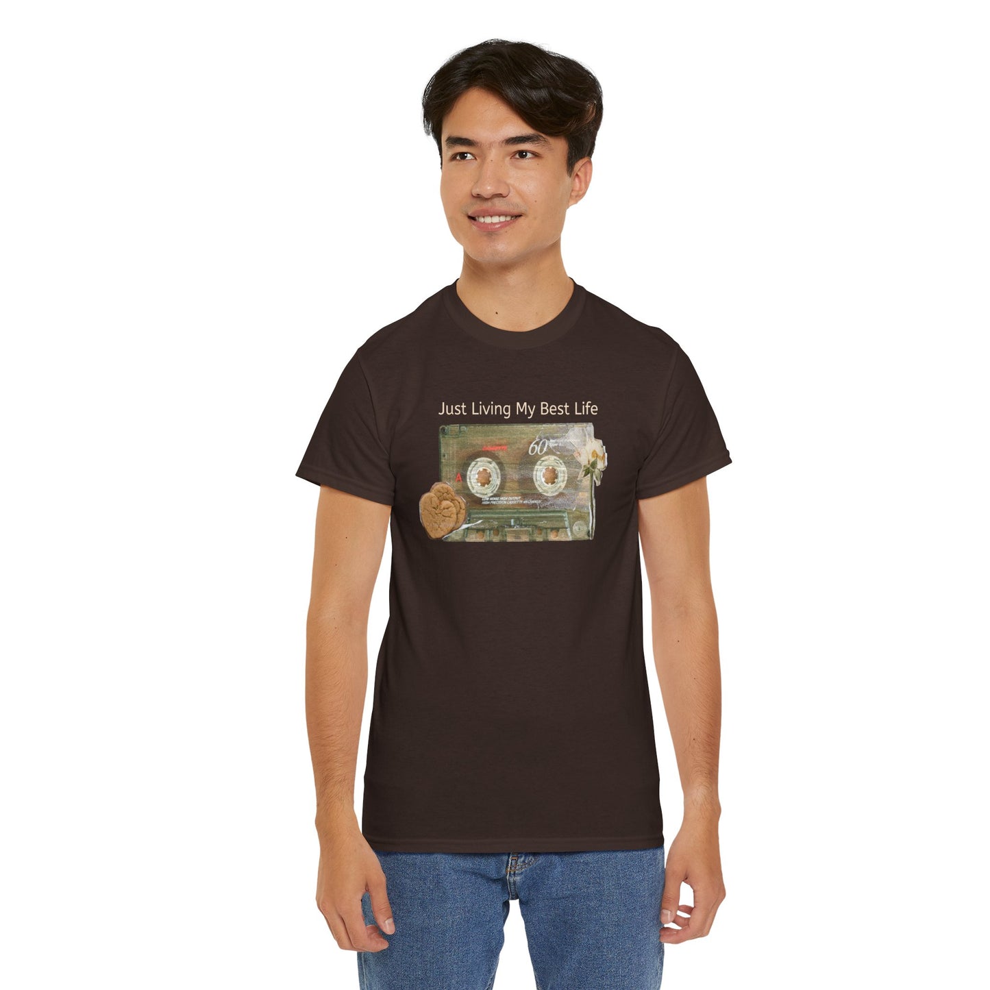 Just Living My Best Life Tee, Vintage Cassette T-Shirt, Casual Wear, Gift for Friends, Music Lover's Apparel
