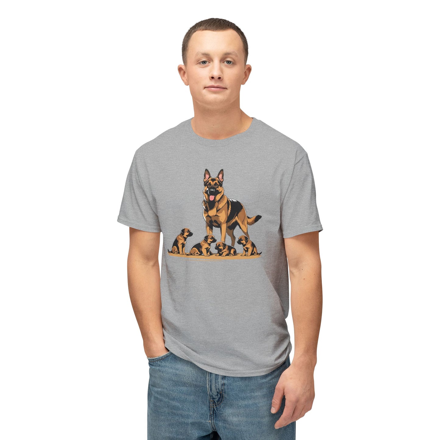 Adorable German Shepherd Family T-Shirt | Dog Lover Gift, Pet Owners Tee, Animal Lovers Apparel, Cute Canine Shirt, Father's Day Gift