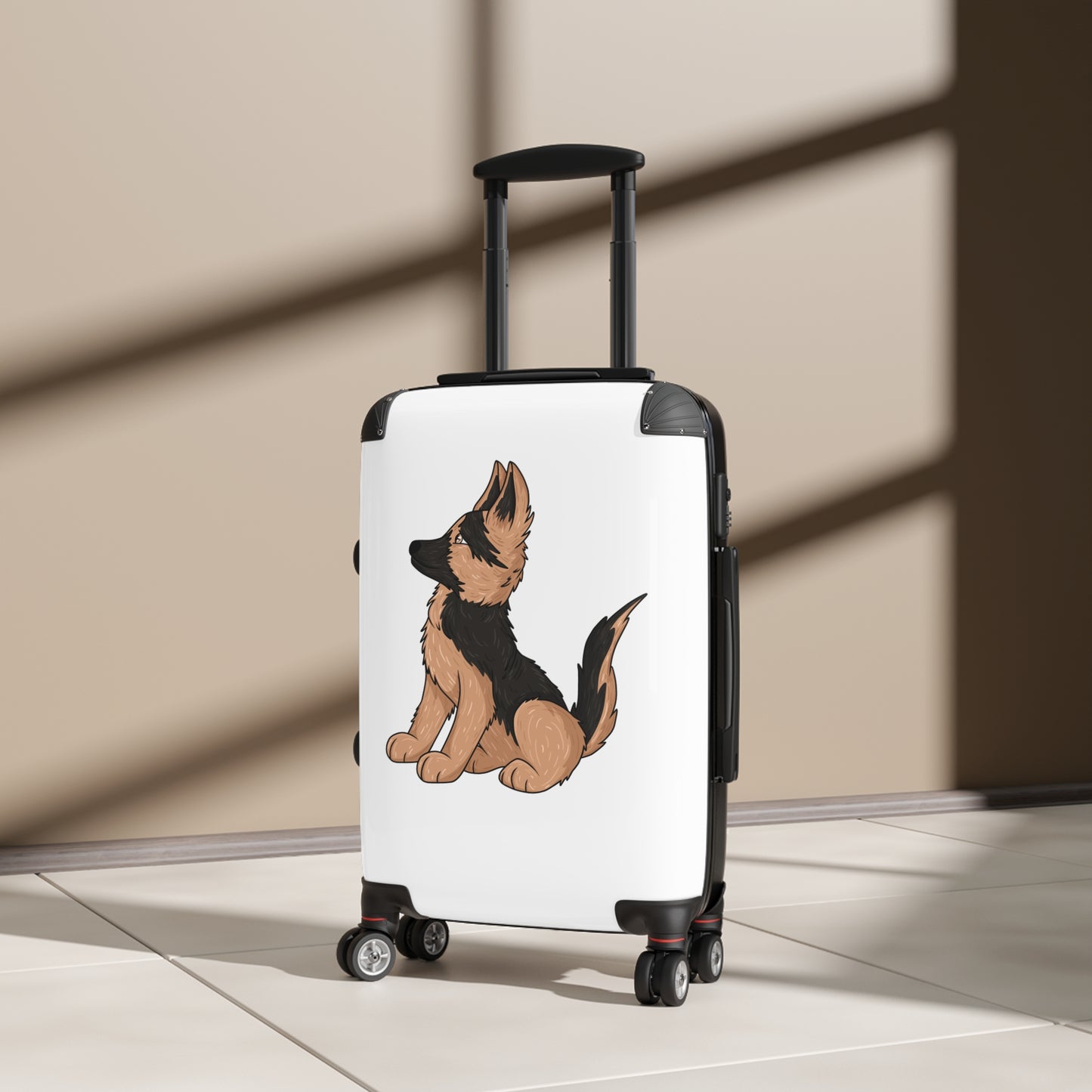Personalized Dog Lover Suitcase - Featuring Cute German Shepherd Puppy Looking Upward