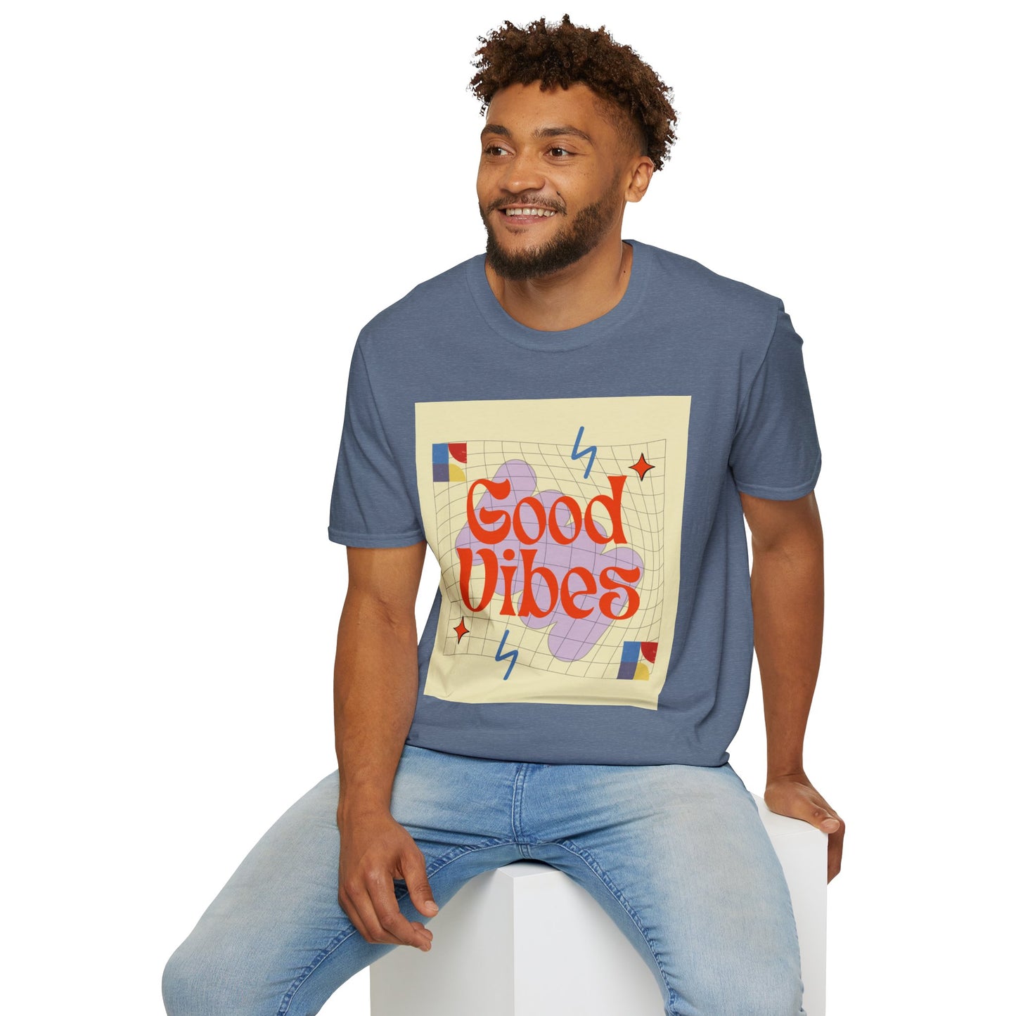 Good Vibes Unisex Softstyle T-Shirt, Relaxed Fit Tee, Casual Wear, Gift Idea, Positive Quotes, Everyday Comfort, Summer Fashion