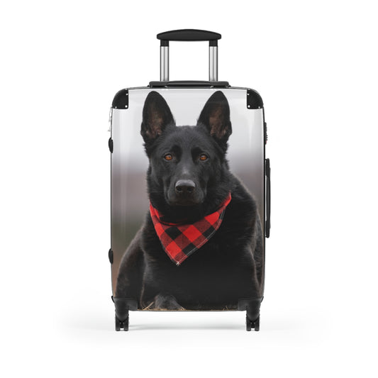 Custom Pet Suitcase Featuring Working Line German Shepherd Wearing a Neckerchief