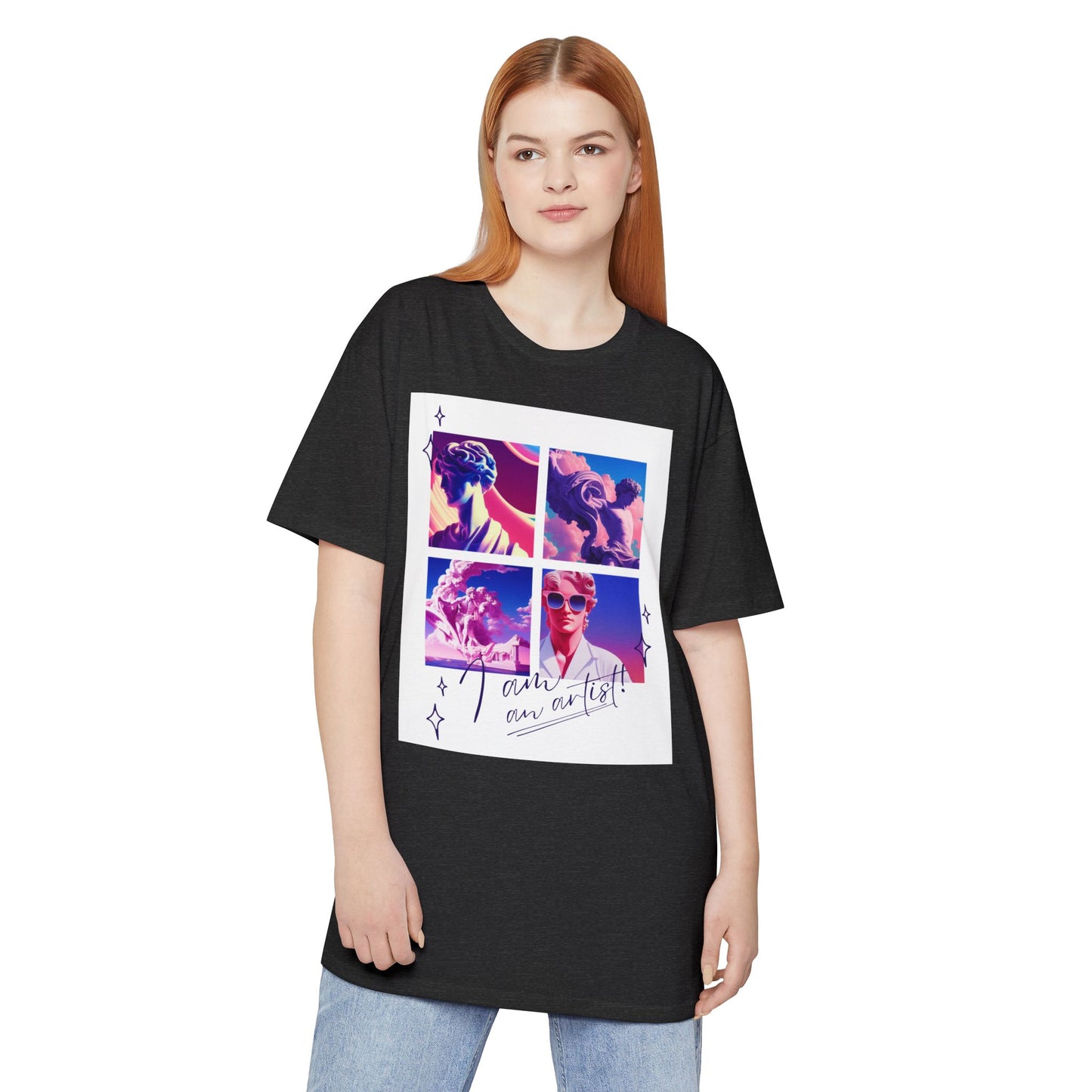 Urban Graphic Tee with Artistic Collage Design, Streetwear Fashion, Unisex Apparel, Casual Wear, Gift for Art Lovers