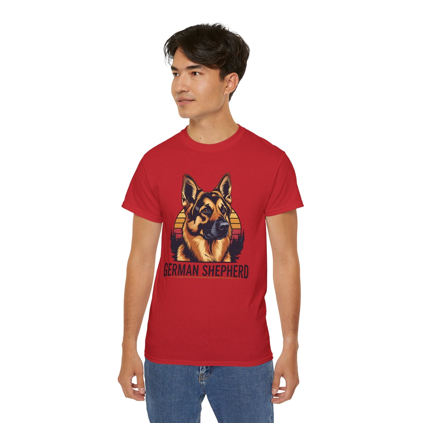 German Shepherd Ultra Cotton Tee, Dog Lover Gift, Retro Design, Pet Owner Shirt, Animal Apparel, Birthday Gift, Casual Wear
