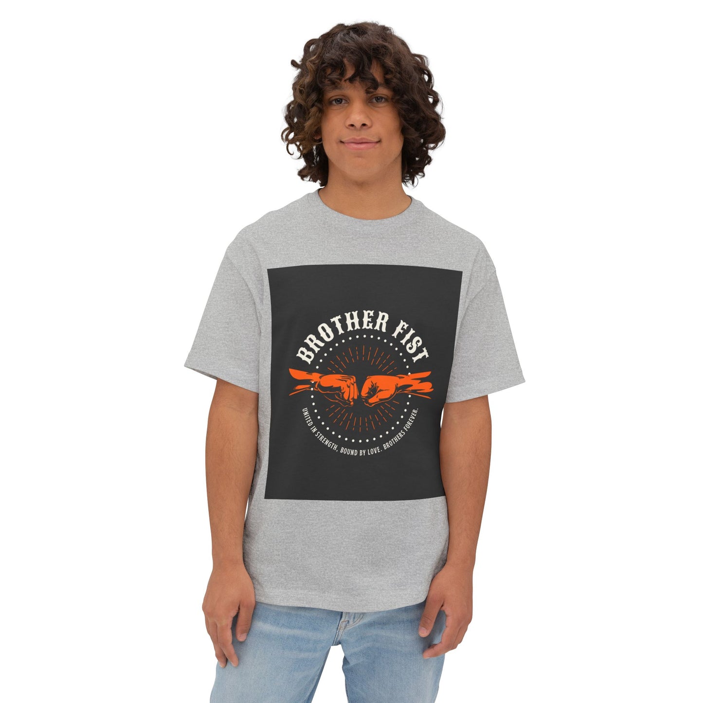 Brother Fist Unisex Oversized Boxy Tee, Casual Graphic Shirt, Streetwear Tee, Gift for Friends, Motivational T-Shirt