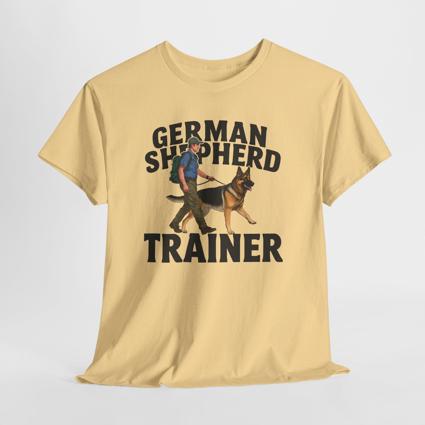 German Shepherd Trainer Tee - Man Holding a German Shepherd | Dog Lover Gift