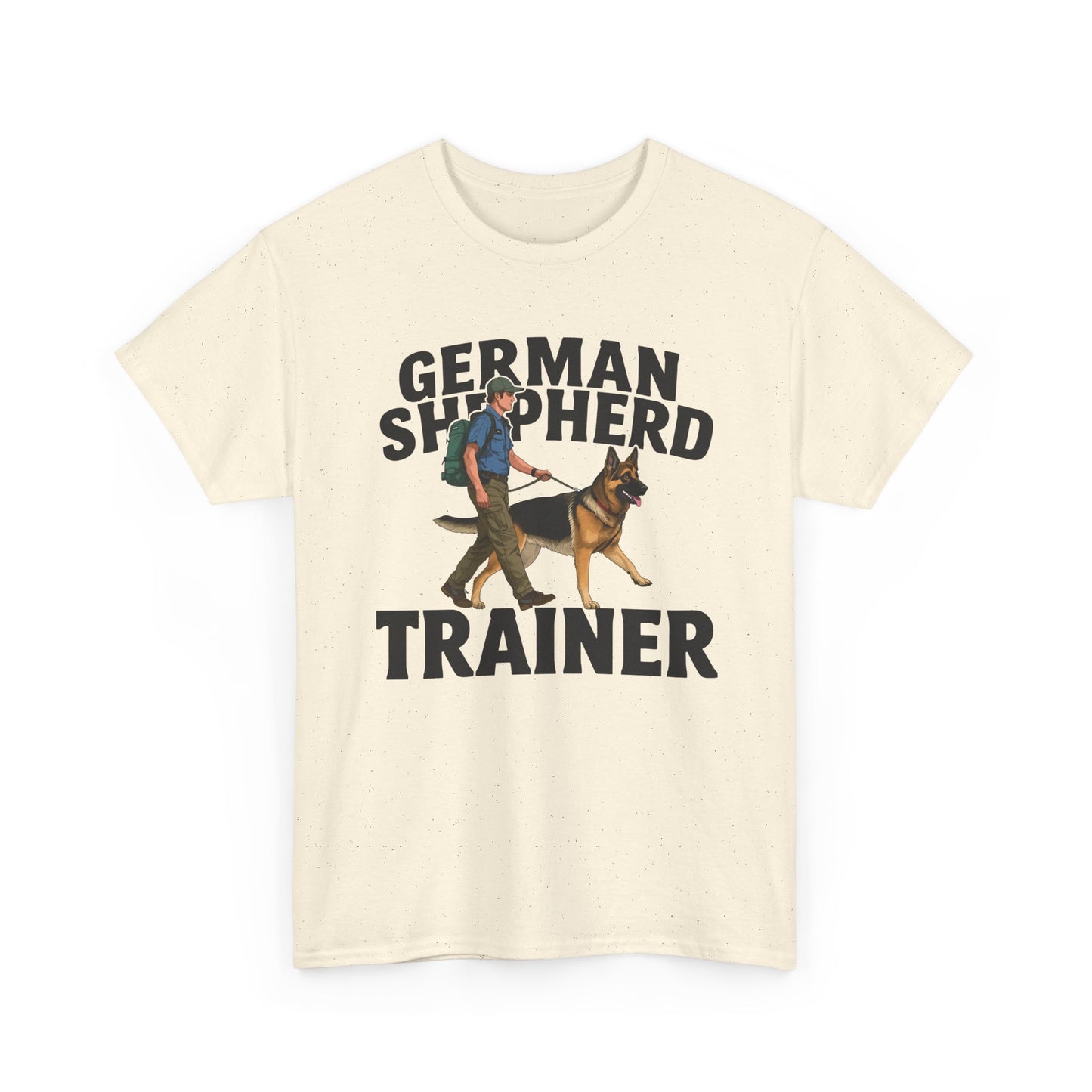 German Shepherd Trainer Tee - Man Holding a German Shepherd | Dog Lover Gift