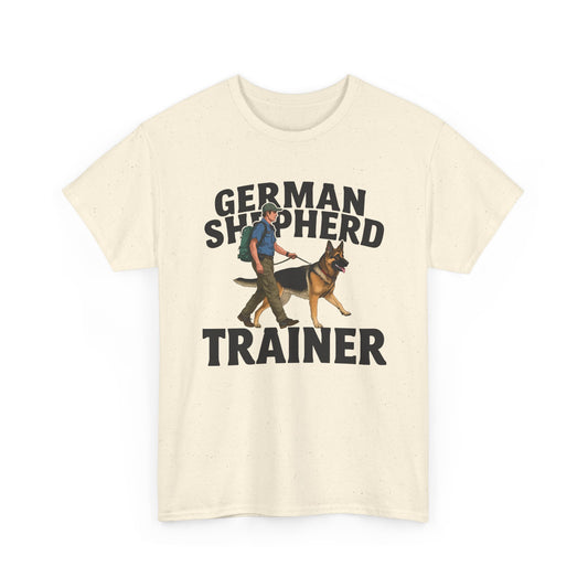 German Shepherd Trainer Tee - Man Holding a German Shepherd | Dog Lover Gift